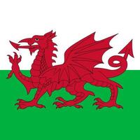 Wales flag, official colors. Vector illustration.