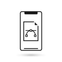 Mobile phone flat design with vector file sign.