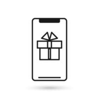 Mobile phone flat design with gift box Sign vector