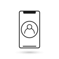 Mobile phone flat design with user avatar sign. vector