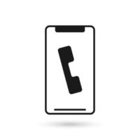 Mobile phone with handset flat design icon. vector