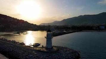 aerial lighthouse and sea video