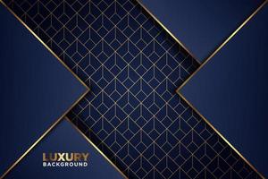 luxurious dark navy gold line overlap with circle and rectagle mesh pattern combination background vector