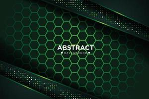 Abstract dark green overlap with glitters dots and hexagon background vector