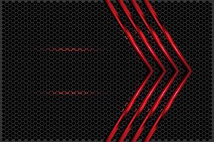 Abstract red light glossy arrow on black with hexagon mesh vector