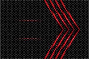 Abstract red light glossy arrow on black with hexagon mesh vector