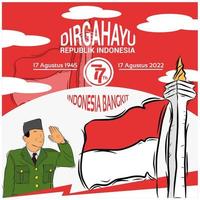 17 de agosto feliz tarjeta de felicitación del día de la independencia de indonesia. traducir de indonesio, feliz vector de celebración del día nacional