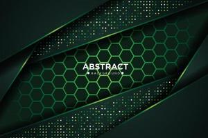 Abstract dark green overlap with glitters dots and hexagon background vector