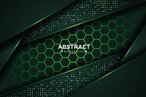 Abstract dark green overlap with glitters dots and hexagon background vector