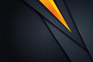 Dark abstract triangle background with yellow orange line gradient shapes vector