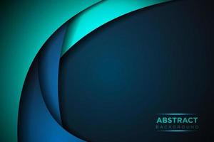 Abstract green curve and blue paper background vector