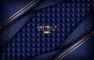 luxurious 3d dark navy blue overlap background with golden lines vector