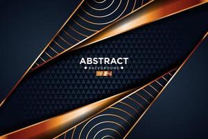 Abstract dark blue gold line overlapping geometric shapes vector