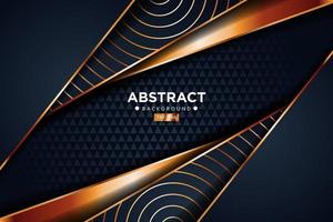 Abstract dark blue gold line overlapping geometric shapes vector