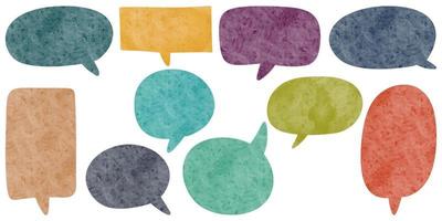 Watercolor hand drawn speech bubbles isolate on white background. vector illustration.