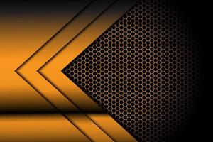 Abstract gold metallic on black with hexagon background vector