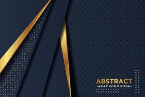 Abstract dark navy blue overlap layers with golden line, circle mesh Texture with silver and golden glitters dots element decoration. EPS10 vector
