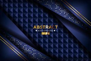 luxurious 3d dark navy blue overlap background with golden lines vector