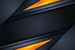 Dark abstract triangle background with yellow orange line gradient shapes vector