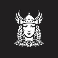 scandinavian mythological character woman-warrior valkyrie in winged helmet vector