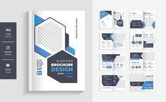 16 Pages Modern Geometric Business Brochure with colorful abstract design. Use for marketing, print, annual report and business presentations vector