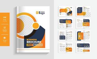 16 Pages Modern Geometric Business Brochure with colorful abstract design. Use for marketing, print, annual report and business presentations vector