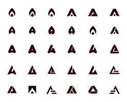 muchas interpretaciones y variaciones de la letra a. logotipo un. símbolo A. carta a vector