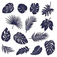 Set of tropical foliage silhouettes vector