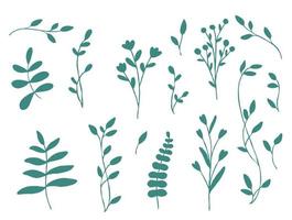 Set of silhouettes of little parosts of vegetation vector