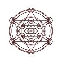 cubo de metatrón geometría sagrada. cuadrícula de círculos superpuestos, geometría, ángulo, simetría, forma geométrica vector