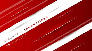 Indonesia independence day in red and white with geometric background design and indonesian text mean is longevity indonesia vector