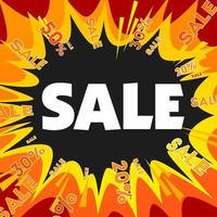 Explosive sale banner, big discounts vector