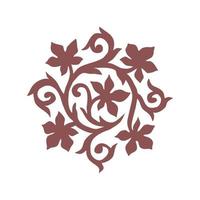 The silhouette of a plant stem is twisted in a circle. floral pattern vector