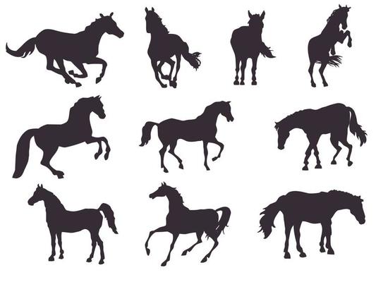 Set of horse silhouettes