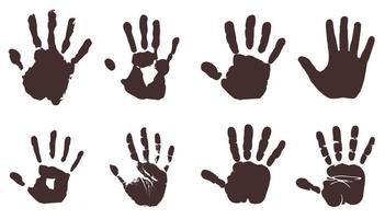 Set of male hand print silhouettes. Handprint silhouette. vector