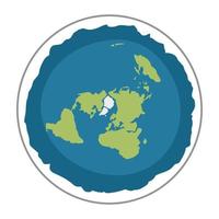Flat earth . Ancient belief in plane globe in form of disk. Vector illustration