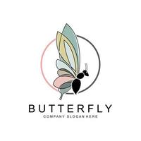 Butterfly Logo Design, Beautiful Flying Animal, Company Brand Icon Illustration, Screen Printing, Salon vector