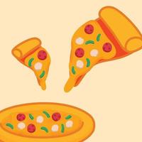 piece of pizza kawaii doodle flat cartoon vector illustration