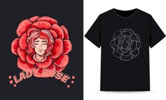 mujeres con símbolos de rosas como románticas aptas para serigrafía vector