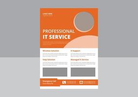 IT service and management flyer template idea sample. Business abstract vector template. Annual Report, Cover, Poster, Flyer, Simple Business flyer layout template.