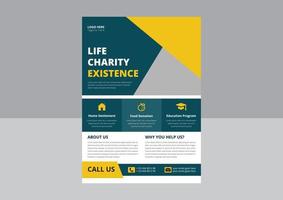 Charity flyer template. Life Charity Existence and donation poster flyer design templates. Charity flyers for fundraisers. Helping Your Charity flyer. vector