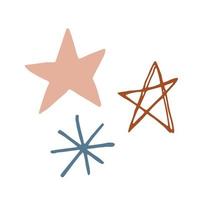 mini conjunto de estrellas abstractas dibujadas a mano en estilo doodle. lindos elementos celestiales para la decoración y el diseño vector