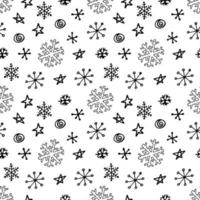 Seamless pattern from snowflakes. Hand-drawn illustrations in line art and doodle style. Creation of design for New Year, winter, Christmas vector