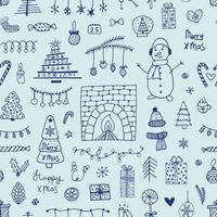 Doodle christmas seamless pattern vector