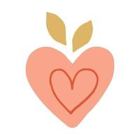 Elements in doodle, boho, hand draw style. Flat illustration for design and decoration. Hearts, leaves vector