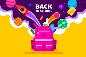 back to school, template banner, bag , kids concept vector illustration