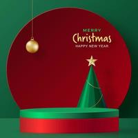 3d Podium round stage style, for Merry Christmas and happy new year vector