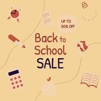 Welcome back to school sale background with school tools. vector