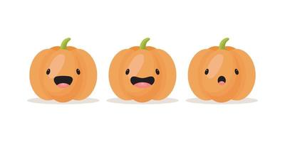 Funny Pumpkins set. Vector illustration in cartoon style. Isolated on a white background.