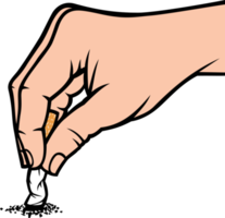 mão apagando uma ilustração png de cigarro